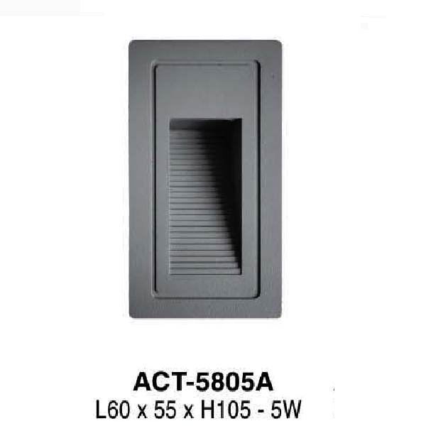 VE - ACT - 5805A: Đèn âm tường/âm bậc cầu thang - KT: L60mm xW55mm x H105mm - Đèn LED 5W ánh sáng vàng