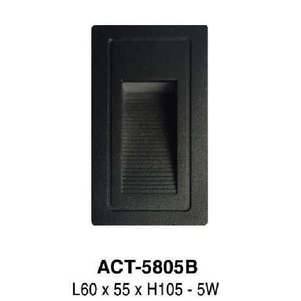 VE - ACT - 5805B: Đèn âm tường/âm bậc cầu thang - KT: L60mm xW55mm x H105mm - Đèn LED 5W ánh sáng vàng