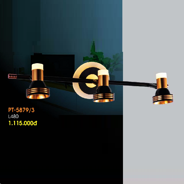 VE - PT - 5879/3: Đèn rọi tranh/gương 3 bóng - KT: L480mm - Đèn LED ánh sáng vàng