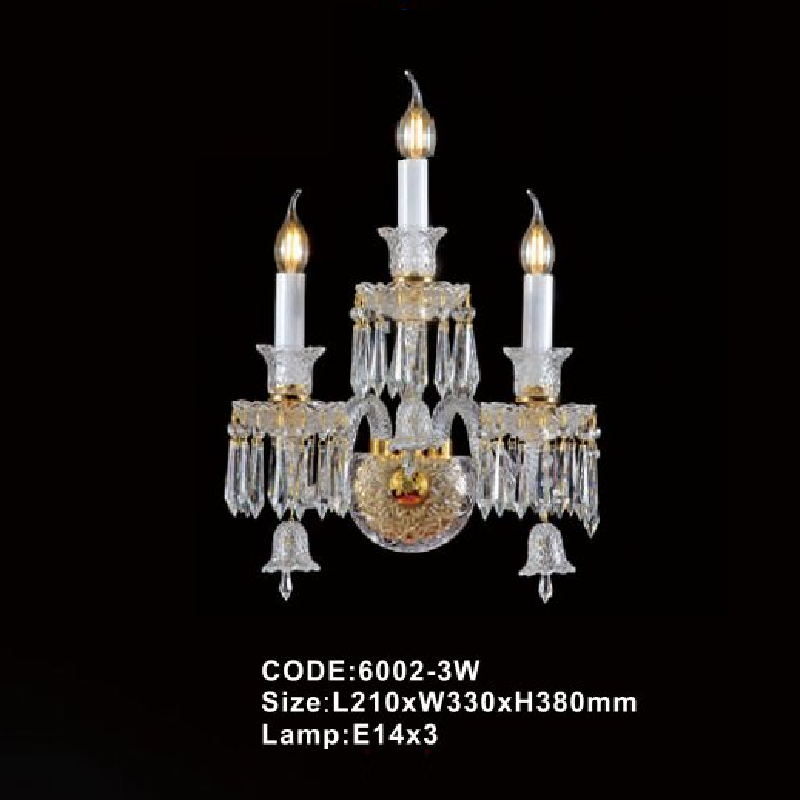 CODE: 6002-3W: Đèn gắn tường Phale nến 3 bóng - KT: L210mm x W330mmxH380mm - Đèn LED 3W + Bóng đèn nến E14 x 3 bóng