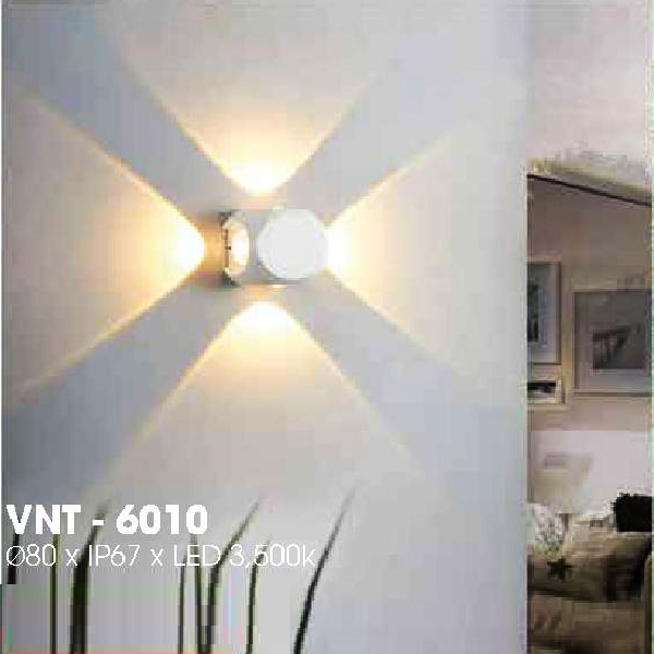 LH - VNT - 6010: Đèn gắn tường ngoài trời - IP 67 - KT: Ø80mm - Đèn LED ánh sáng vàng 3500K