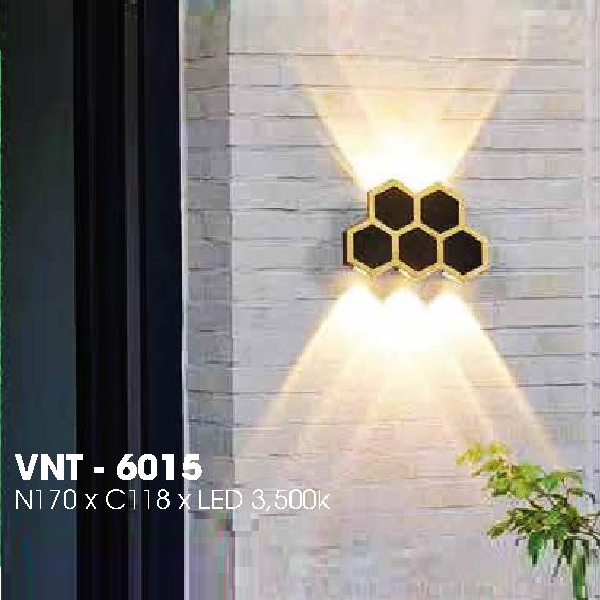 LH - VNT - 6015: Đèn gắn tường ngoài trời -  KT: W170mm x H118mm - Đèn LED ánh sáng vàng 3500K