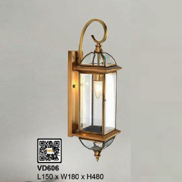 35 - VD606: Đèn gắn tường đồng - KT:  L150mm x W180mm x H480mm - Bóng đèn E27 x 1