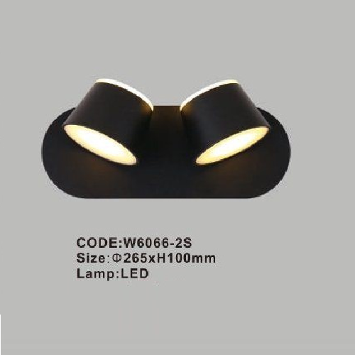 CODE: W6066 -2S: Đèn gắn tường LED đôi  - KT: Ø265mm x H100mm - Đèn LED