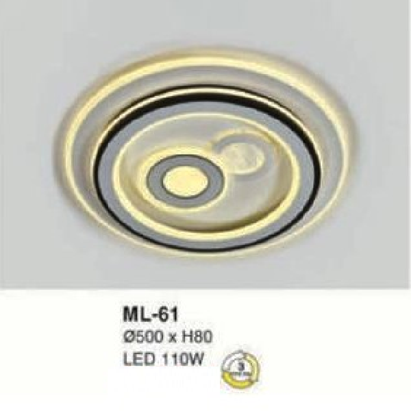E - ML - 61: Đèn áp trần LED - KT: Ø500mm x H80mm - Đèn LED 110W đổi 3 màu