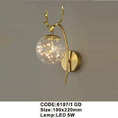 CODE: 6107/1GD: Đèn gắn tường LED - KT: 100mm x 220mm-Đèn LED 5w