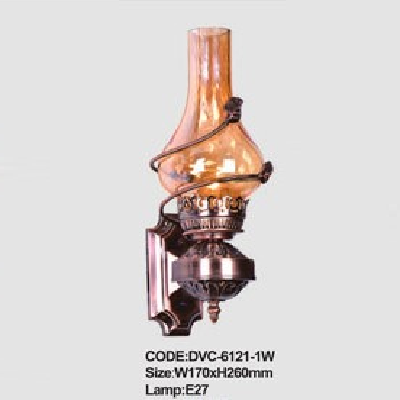 CODE: DVC - 6121-1W: Đèn gắn tường chao dầu - KT: W170mm x H260mm - Đèn E27 x 1 bóng