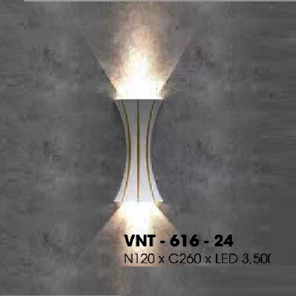 VNT - 616 - 24: Đèn vách ngoài - KT: W120mm x H260mm - Đèn LED ánh sáng vàng 3500K