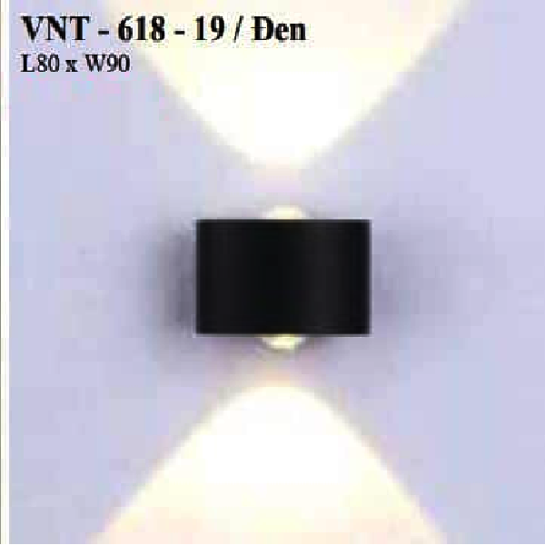 LH - VNT - 618 - 19/Đen: Đèn gắn tường ngoài trời - KT: W80mm x H75mm - Đèn LED ánh sáng vàng 3500K