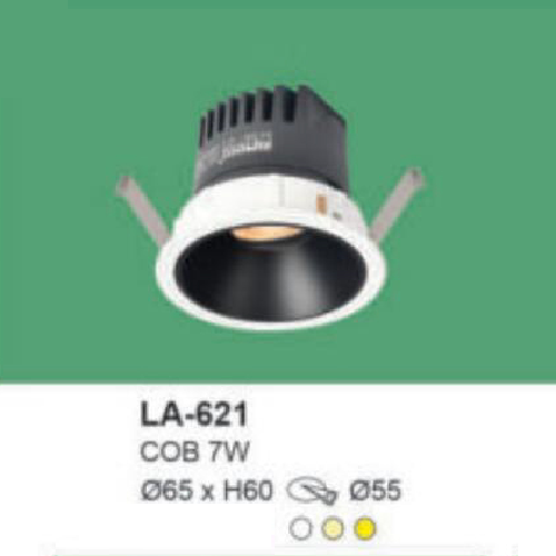 LA - 621:  Đèn LED COB âm trần 7W, 1 chế độ ánh sáng ( trắng/trung tính/vàng)