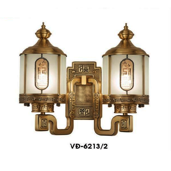 HF - VĐ - 6213/2: Đèn đồng đôi gắn tường ngoài trời  - KT: Ø430 mm x H390mm - Bóng đèn E27 x 2