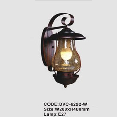 CODE: DVC - 6292-W: Đèn gắn chao thủy tinh - KT: W200mm x H400mm - Đèn E27 x 1 bóng