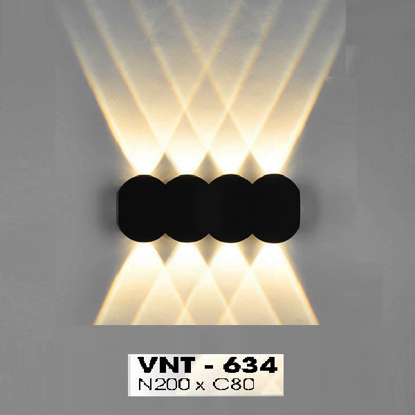 LH - VNT - 634: Đèn gắn tường ngoài trời - KT: W200mm x H80mm - Đèn LED ánh sáng vàng
