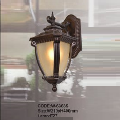 CODE: W - 6368S: Đèn gắn tường ngoài trời - KT: W210mm x H400mm - Đèn E27 x 1 bóng