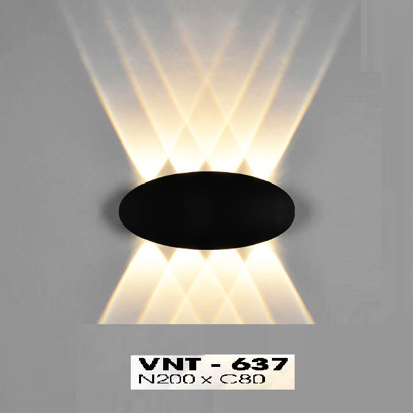 LH - VNT - 637: Đèn gắn tường ngoài trời - KT: W200mm x H80mm - Đèn LED ánh sáng vàng