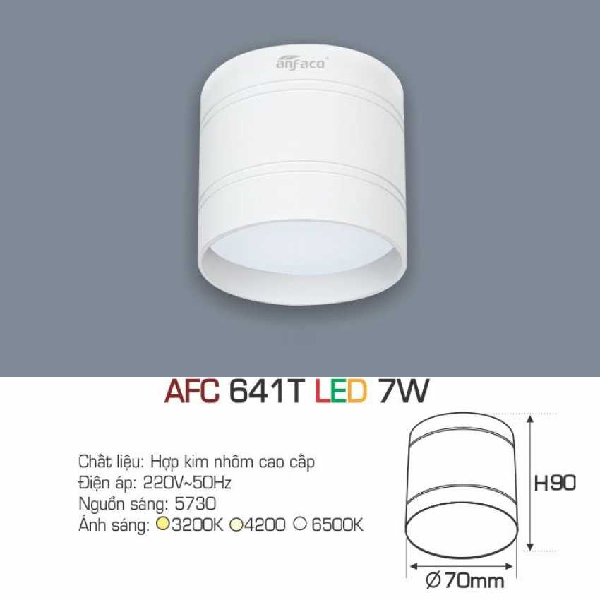 AFC 641T LED 7W: Đèn lon LED gắn nổi 7W - KT: Ø70mm x H90mm - Ánh sáng Trắng/vàng/Trung tính