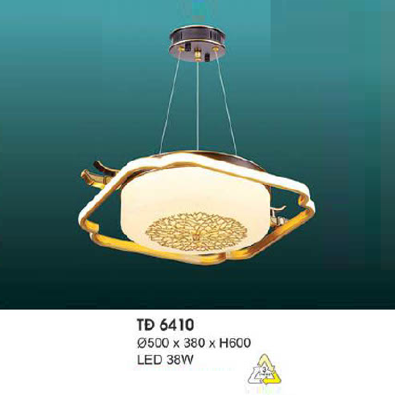 HF - TĐ 6410: Đèn thả đồng LED - KT: Ø500mm x 380mm x H600mm  - Đèn LED 38W ánh sáng đổi 3 màu