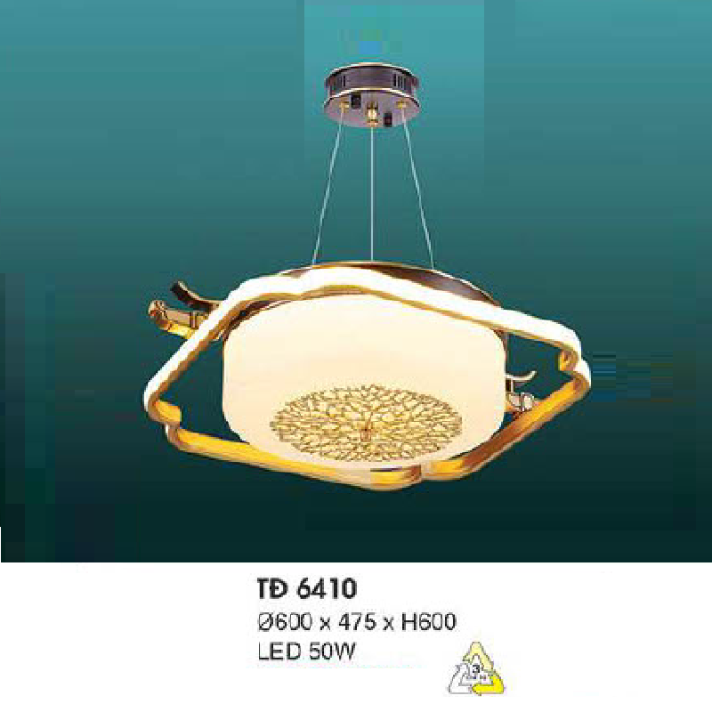 HF - TĐ 6410: Đèn thả đồng LED - KT: Ø600mm x 475mm x H600mm  - Đèn LED 50W ánh sáng đổi 3 màu