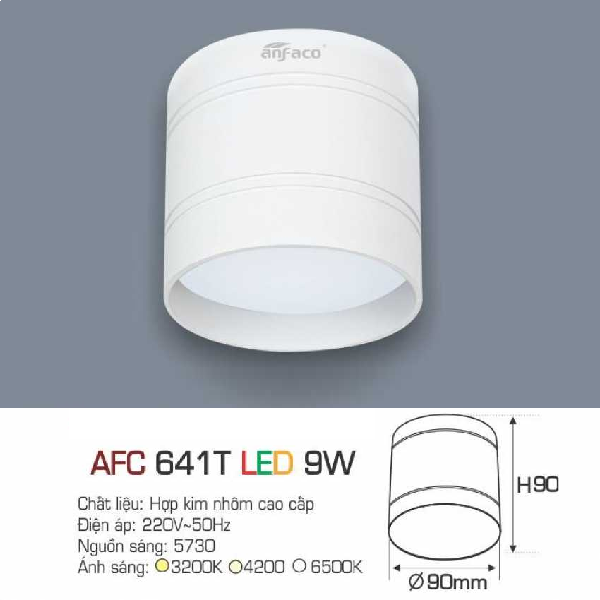 AFC 641T LED 9W: Đèn lon LED gắn nổi 9W - KT: Ø90mm x H90mm - Ánh sáng Trắng/vàng/Trung tính