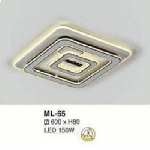 E - ML - 65: Đèn áp trần vuông LED Mica  - KT: L600mm x W600mm x H80mm - Đèn LED 150W đổi 3 màu