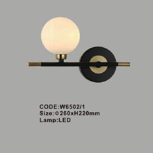 CODE: W6502/1: Đèn gắn tường chao quả bi - KT: Ø260mm x H220mm - Đèn LED