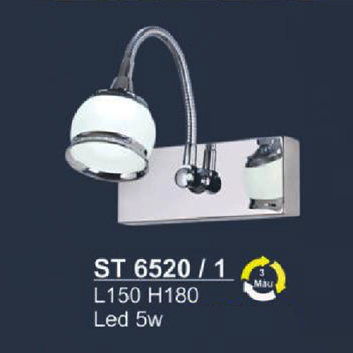 SN - ST 6520/1: Đèn rọi tranh/gương đơn - KT: L150mm x H180mm - Đèn LED 5W đổi 3 màu