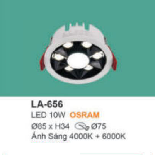 LA - 656: Đèn LED  âm trần 10W, ánh sáng trung tính + trắng