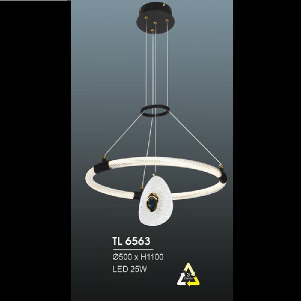 HF - TL - 6563: Đèn thả LED - KT: Ø500mm x H1100mm - Đèn LED 25W đổi 3 màu