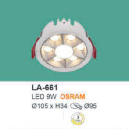 LA - 661: Đèn LED  âm trần 9W, ánh sáng đổi 3 màu ( trắng - trung tính - vàng)