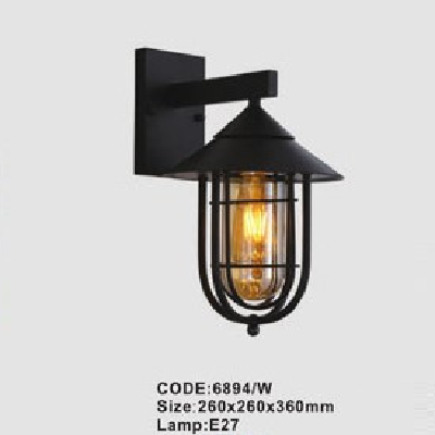 CODE: 6894/W: Đèn gắn tường ngoài trời - KT: 260mm x 260mm x360mm - Đèn E27 x 1 bóng