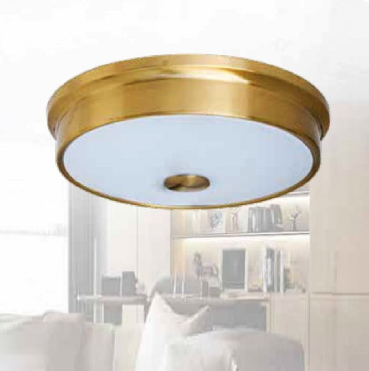 OD - 694: Đèn ốp trần xi mạ đồng - KT: Ø400mm x H60mm - Đèn LED đổi 3 màu