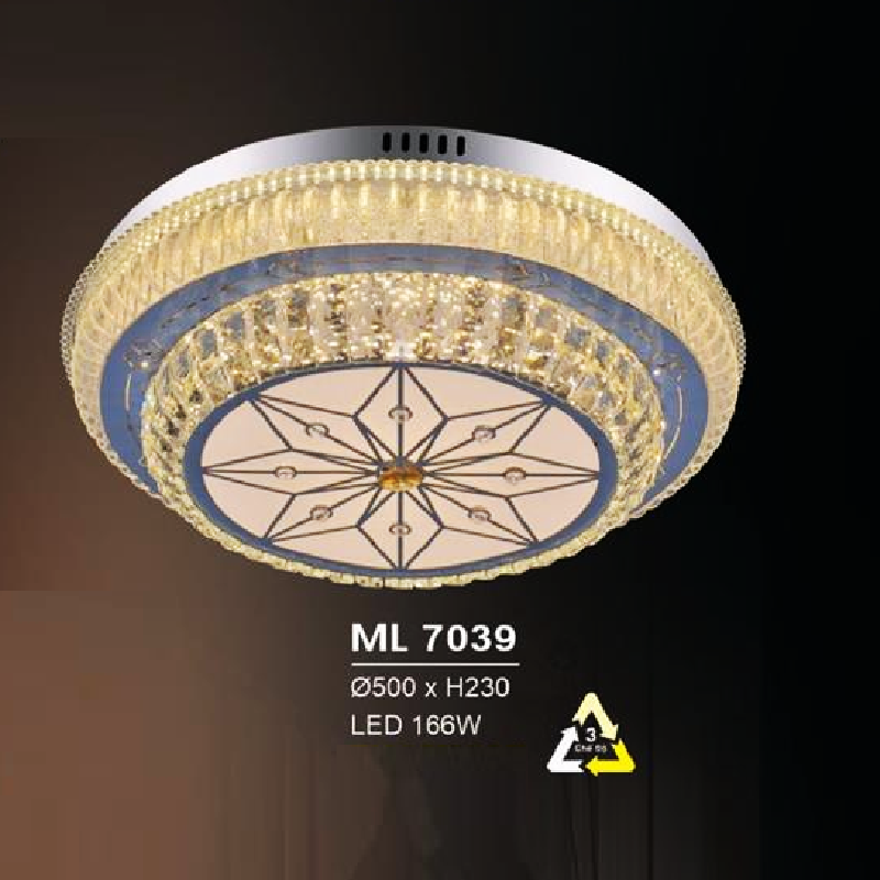 HF - ML 7039: Đèn áp trần LED - KT: Ø500mm x H230mm - Đèn  LED 166W đổi 3 màu
