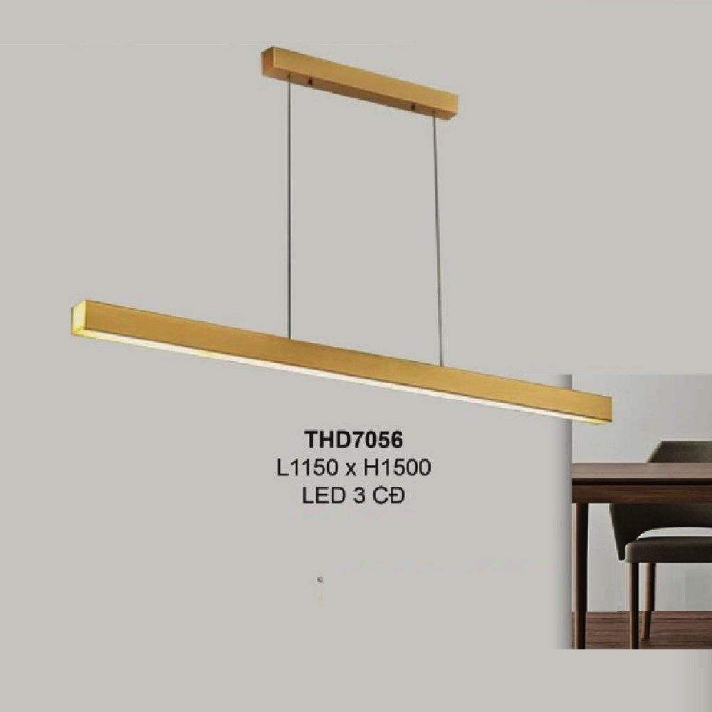 35 - THD7056: Đèn thả ngang LED - KT: L1150mm x H1500mm - Đèn LED đổi 3 màu