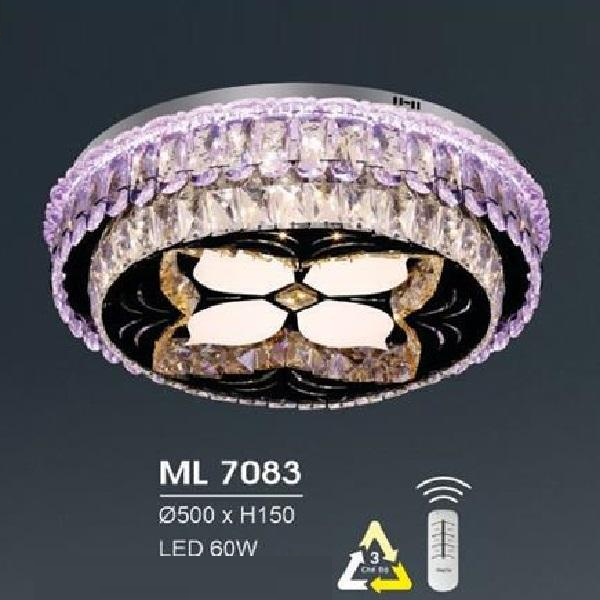 HF - ML 7083: Đèn áp trần LED - KT: Ø500mm x H150mm - Đèn  LED 60W đổi 3 màu - Remote