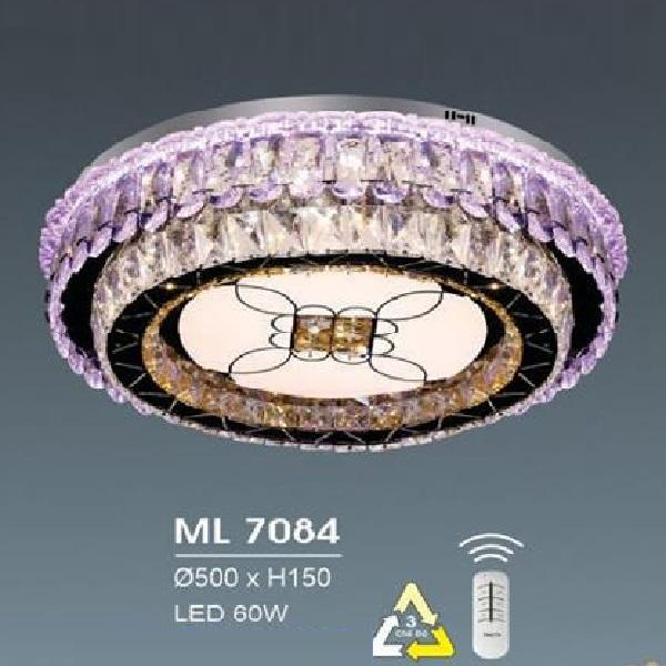 HF - ML 7084: Đèn áp trần LED - KT: Ø500mm x H150mm - Đèn  LED 60W đổi 3 màu - Remote