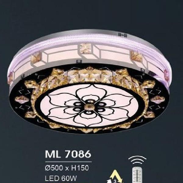 HF - ML 7086: Đèn áp trần LED - KT: Ø500mm x H150mm - Đèn  LED 60W đổi 3 màu - Remote