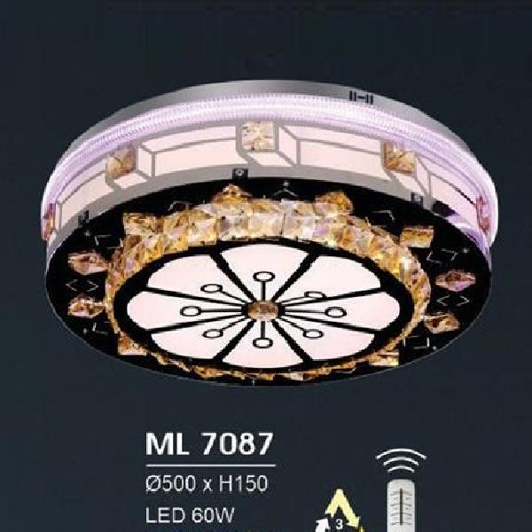 HF - ML 7087: Đèn áp trần LED - KT: Ø500mm x H150mm - Đèn  LED 60W đổi 3 màu - Remote