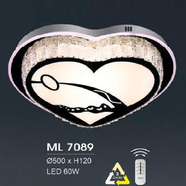 HF - ML 7089: Đèn áp trần LED - KT: Ø500mm x H120mm - Đèn  LED 60W đổi 3 màu - Remote