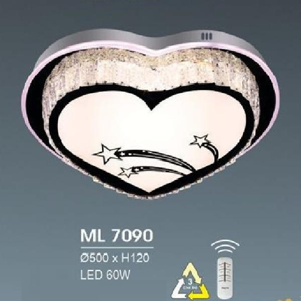 HF - ML 7090: Đèn áp trần LED - KT: Ø500mm x H120mm - Đèn  LED 60W đổi 3 màu - Remote