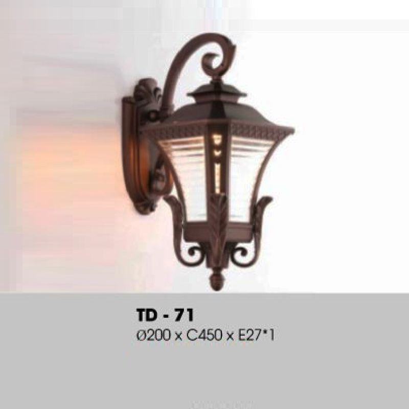 TD - 71: Đèn gắn tường ngoài trời - KT: Ø200mm x H450mm - Bóng đèn E27 x 1 bóng