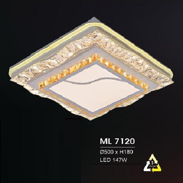 HF - ML 7120: Đèn áp trần LED - KT: L500mm x W500mm  x H180mm - Đèn LED147W đổi 3 màu