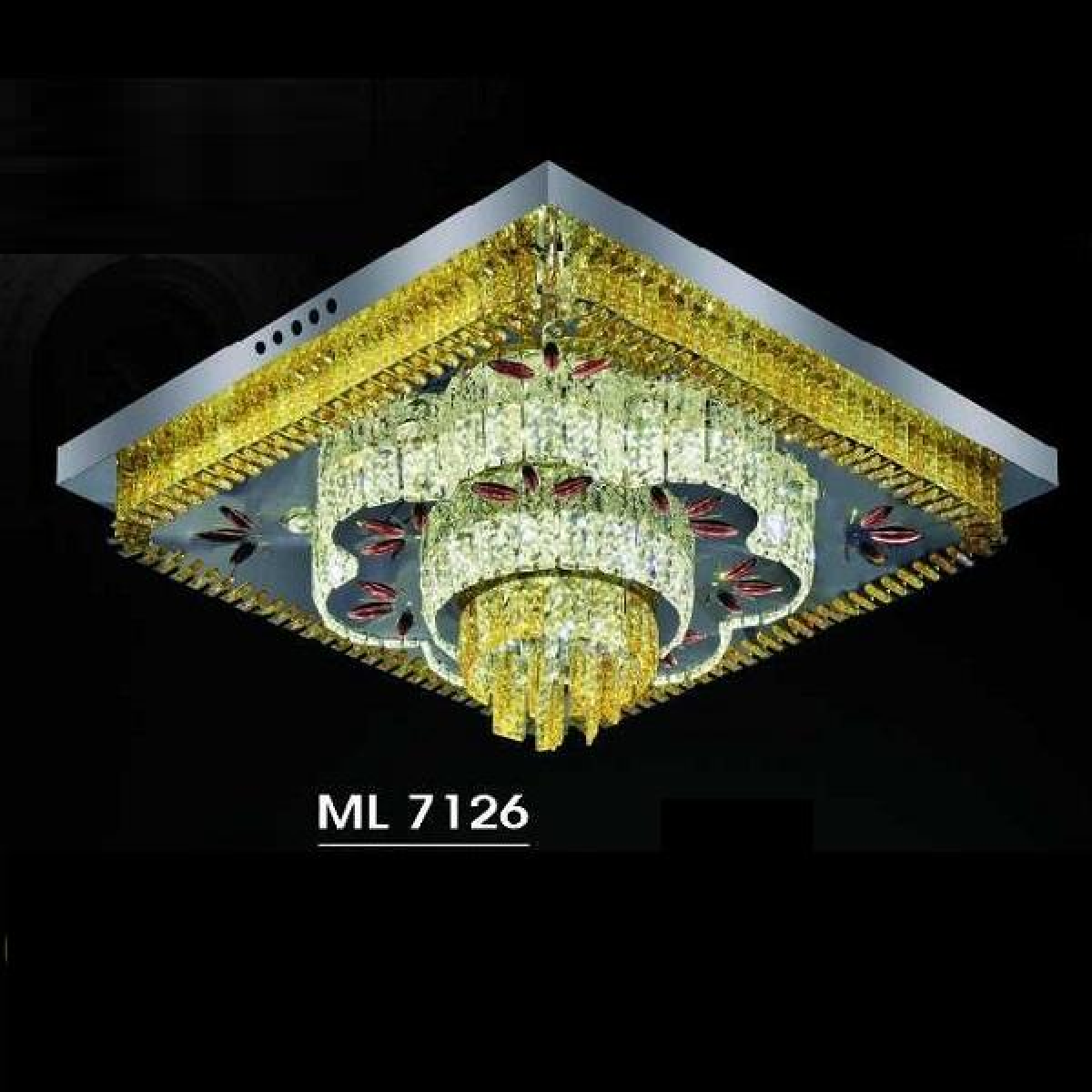 HF - ML 7126: Đèn áp trần vuông LED - KT: L600mm x W600mm x H200mm - Đèn  LED 96W đổi 3 màu- Remote