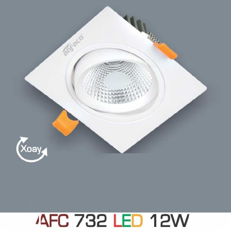AFC 732 LED 12W: Đèn LED âm trần vuông chiếu điểm 12W - KT: 140mm x 140mm x H55mm - Lổ khoét: Ø120mm - Ánh sáng vàng/trung tính/trắng