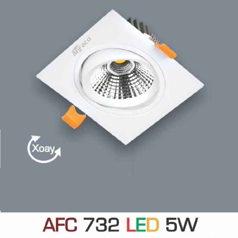 AFC 732 LED 5W: Đèn LED âm trần vuông chiếu điểm 5W - KT: 90mm x 90mm x H45mm - Lổ khoét: Ø70mm - Ánh sáng vàng/trung tính/trắng