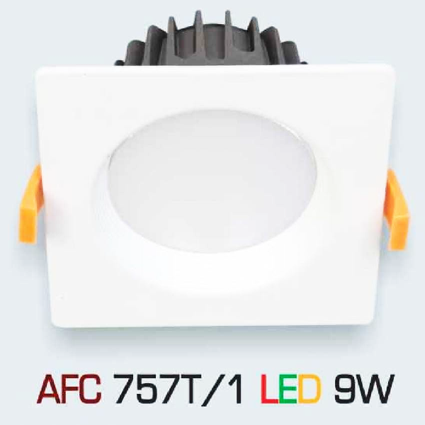 AFC 757T/1 LED 9W: Đèn LED âm trần 9W  - KT: 122mm x 120mm x H60mm - Lổ khoét: Ø90mm - Ánh sáng  trắng/vàng/trung tính