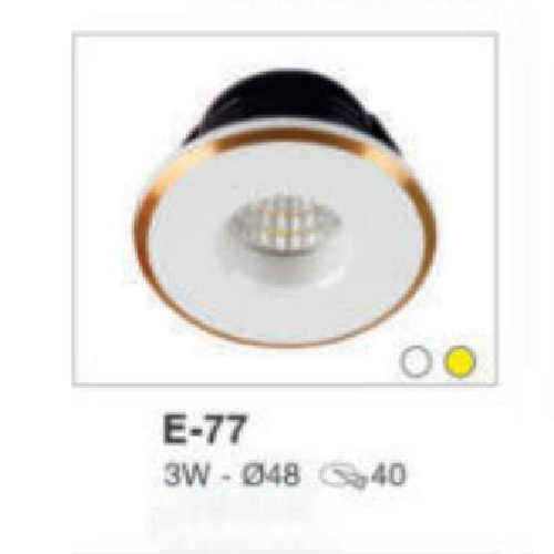 E- 77: Đèn LED âm trần 3W, 1 chế độ ánh sáng ( trắng/vàng)