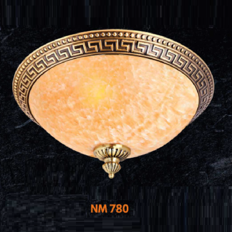 NM 780A: Đèn ốp trần đồng chao đá - KT: Ø300mm x H150mm - Bóng đèn E27 x 2 bóng