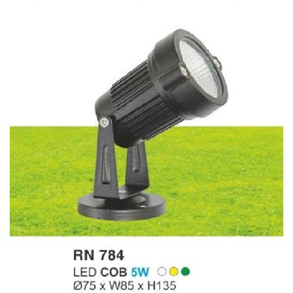 HF - RN 784 LED COB 5W: Đèn pha ngoài trời LED 5W - KT: Ø75mm x W85mm x H135mm - Ánh sáng Vàng/Trắng/XL