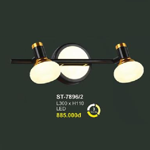 AN - ST - 7896/2: Đèn rọi tranh/gương đôi - KT: L300mm x H110mm - Đèn LED đổi 3 màu