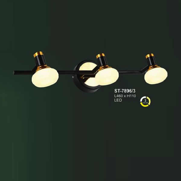 AN - ST - 7896/3: Đèn rọi tranh/gương 3 bóng - KT: L460mm x H110mm - Đèn LED ánh sáng đổi 3 màu